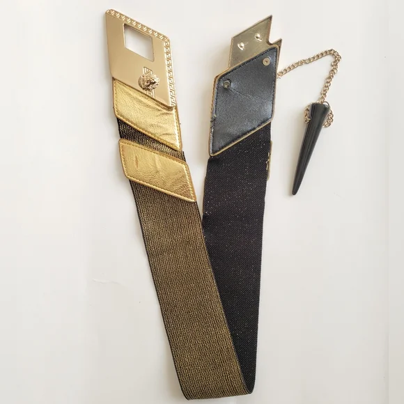 Elasticized Cinch Belt with Latch and Chain - Picture 7 of 16